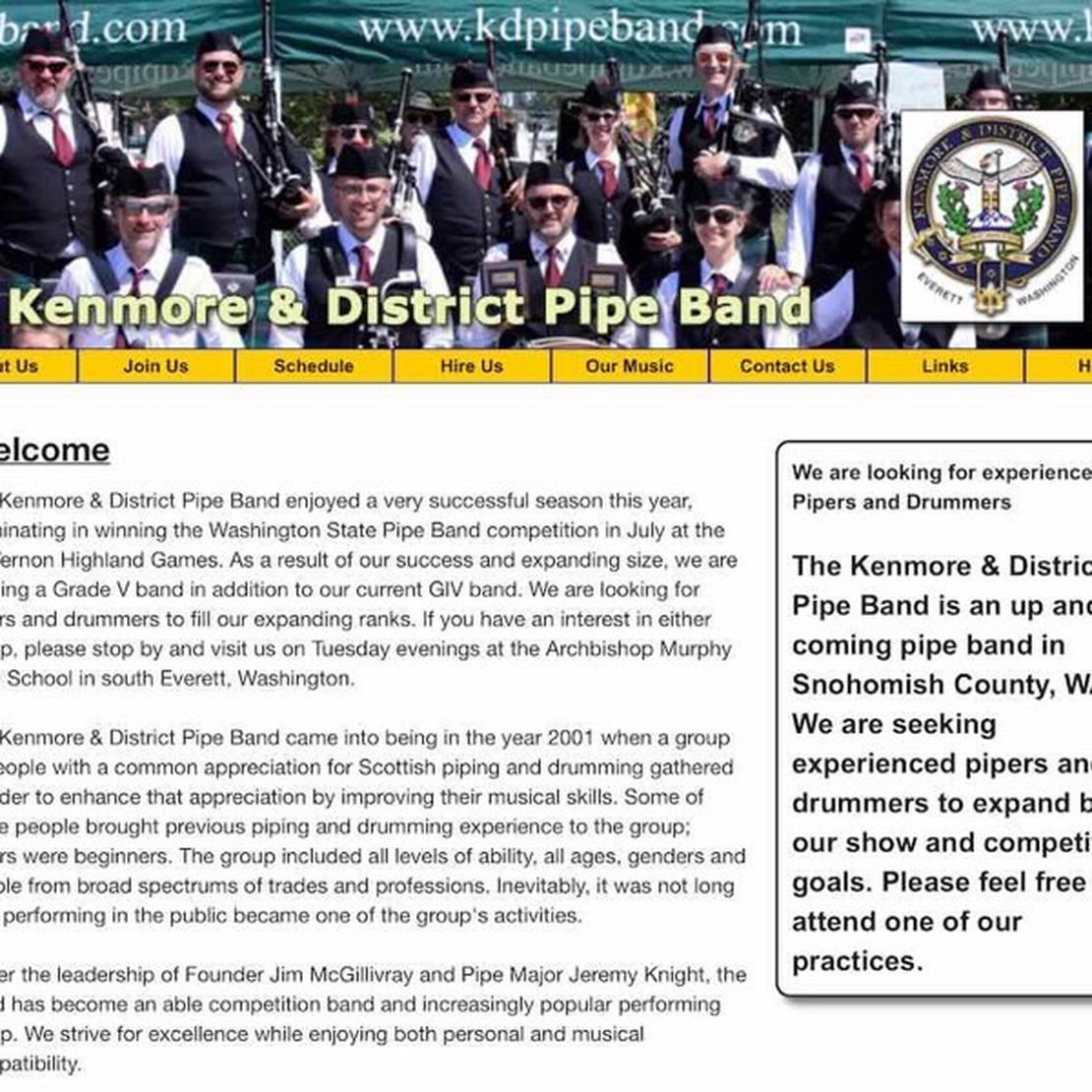 kenmore and district pipe band