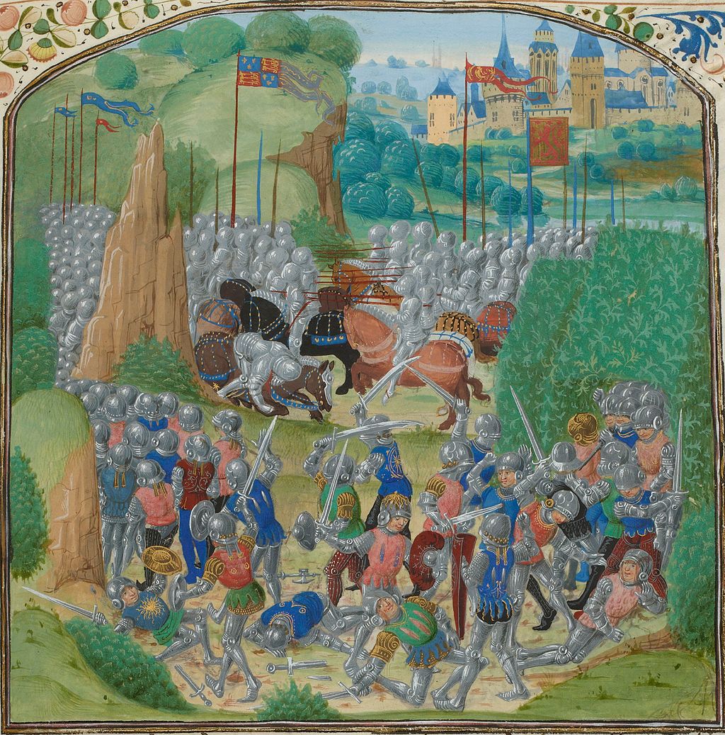 James, Earl Douglas, died out of sight of his army, in a bush, at Battle of Otterburn in which Scots defeat Henry Percy, (Hotspur) but with the loss of the Earl of Douglas.